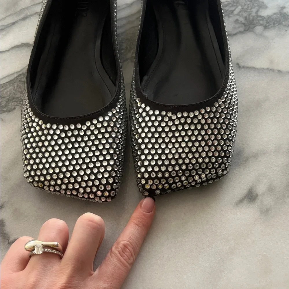 SCHUTZ Jaycie Studded Crystal Ballet Flats Black 7.5 - Picture 3 of 4